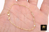 14 K Gold Filled Cross Chain Bracelet, CZ Paperclip Everyday Chain Link Charm Bracelet, Stamped 14/20