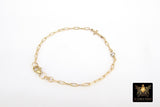 14 K Gold Filled Cross Chain Bracelet, CZ Paperclip Everyday Chain Link Charm Bracelet, Stamped 14/20