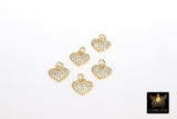CZ Paved Gold Heart Charm, 10 mm Silver Small Cubic Zirconia Heart Shaped Charm #149, Tiny CZ Heart Charms