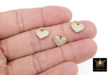 Gold and Silver Plated Small Cubic Zirconia Heart Shaped Charms, Tiny CZ Heart Charms