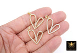 Gold and Silver Plated 24 mm Cubic Zirconia Heart Shaped Charms, Tiny CZ Heart Charms