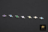 925 Sterling Silver 4 mm Birthstone Connectors, Top Quality CZ 4 mm Bezel Links #3569, Clear CZ 2 Loop Permanent Jewelry