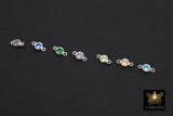 925 Sterling Silver 4 mm Birthstone Connectors, Top Quality CZ 4 mm Bezel Links #3569, Clear CZ 2 Loop Permanent Jewelry