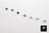 925 Sterling Silver 4 mm Birthstone Connectors, Top Quality CZ 4 mm Bezel Links #3569, Clear CZ 2 Loop Permanent Jewelry