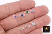 925 Sterling Silver 4 mm Birthstone Connector, Top Quality CZ 4 mm Bezel Links # 3569, Clear CZ 2 Loop Permanent Jewelry