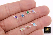 925 Sterling Silver 4 mm Birthstone Connector, Top Quality CZ 4 mm Bezel Links # 3569, Clear CZ 2 Loop Permanent Jewelry