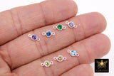 925 Sterling Silver 4 mm Birthstone Connectors, Top Quality CZ 4 mm Bezel Links #3569, Clear CZ 2 Loop Permanent Jewelry