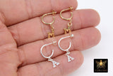 14 K Gold Filled Letter Earrings, 925 Sterling Silver Initial Personalized Hoops