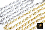 Gold or Silver 7 mm Large Steel Rolo Unsoldered Chains By The Yard Foot