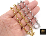 Gold Stainless Steel ROLO Chain, 7 mm Silver Chains CH #258, Large Wide Unfinished Round Rolo