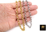 Gold Stainless Steel ROLO Chain, 7 mm Silver Chains CH #258, Large Wide Unfinished Round Rolo