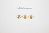 Evil Eye Connector, CZ Pave Gold Shell White Evil Eye Protection #393, Mother of Pearl Evil Eye
