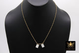 925 Sterling Silver Madonna and Child Scapular Necklace, 14 K Gold Filled Mother of Pearl Jesus Figaro Chain #615, Virgin Mary Medal