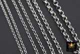 Silver Steel Small and Large Rolo Unfinished Chain, By The Foot