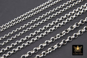 Silver Stainless Steel ROLO Chain, 3 mm 4 mm 5 mm 6 mm Silver Chains CH #146, Large Unfinished Jewelry Chains By the Foot