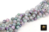 Electroplated Purple Green Fire Agate Beads, Faceted Lavender White Fuchsia Lime Beads BS #226, sizes in 8 mm 14 inch FULL Strands