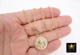 14 K Gold St Christopher Necklace, Genuine Gold Filled Paperclip Choker #615, Religious Medal Toggle Necklace