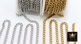 Gold Cuban Curb Chain, Silver 304 Stainless Steel 5 mm Charm Link Chains CH #235, Unfinished Oval Curb Chains