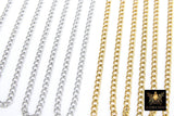 Gold Cuban Curb Chain, Silver 304 Stainless Steel 5 mm Charm Link Chains CH #235, Unfinished Oval Curb Chains