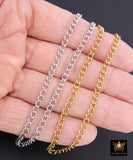 Gold Cuban Curb Chain, Silver 304 Stainless Steel 5 mm Charm Link Chains CH #235, Unfinished Oval Curb Chains