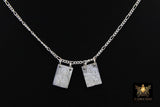 925 Sterling Silver Madonna and Child Scapular Necklace, 14 K Gold Filled Mother of Pearl Jesus Figaro Chain #615, Virgin Mary Medal