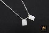 925 Sterling Silver Madonna and Child Scapular Necklace, 14 K Gold Filled Mother of Pearl Jesus Figaro Chain #615, Virgin Mary Medal