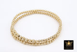 14K Gold Filled Round Beaded Bracelets, Stretchy Textured Beaded Bracelet Stacks, Water Resistant and Anti Tarnish