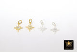 925 Sterling Silver CZ Star Charms, 11 mm Sterling Silver Gold Vermeil Starburst # 499, Tiny Cubic Zirconia Charms