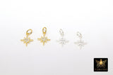 925 Sterling Silver CZ Star Charms, 11 mm Sterling Silver Gold Vermeil Starburst #499, Tiny Cubic Zirconia Charms