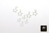 925 Sterling Silver Star Charms, 11 mm 925 Sterling Silver Charms # 566, 8 mm Starburst Soldered Jewelry Jump Rings