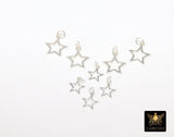 925 Sterling Silver Star Charms, 11 mm 925 Sterling Silver Charms #566, 8 mm Starburst Soldered Jewelry Jump Rings