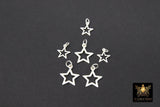 925 Sterling Silver Small or Large Star Charms, Silver Starburst Soldered Stars
