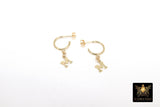 14 K Gold Filled Letter Earrings, 925 Sterling Silver Initial Hoops #595, Personalized Alphabet Earrings