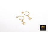 14 K Gold Filled Letter Earrings, 925 Sterling Silver Initial Hoops # 595, 12 mm Personalized Alphabet Earrings