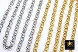 Gold Stainless Steel ROLO Chain, 7 mm Silver Chains CH #258, Large Wide Unfinished Round Rolo