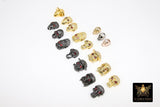 Gold CZ Pave Skull Bead Charms, Black Skull Cubic Zirconia Beads, Sugar Skull Spacer Beads