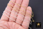 14 K Gold Filled Clover Chain, 5.1 mm Quatrefoil 925 Sterling Silver Links CH# 874, Unfinished Dainty Chain CH# 909