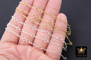 14 K Gold Filled Clover Chain, 5.1 mm Quatrefoil 925 Sterling Silver Links CH# 874, Unfinished Dainty Chain CH# 909