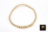 14K Gold Filled Round Beaded Bracelets, Stretchy Textured Beaded Bracelet Stacks, Water Resistant and Anti Tarnish