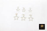 925 Sterling Silver Star Charms, 11 mm 925 Sterling Silver Charms #566, 8 mm Starburst Soldered Jewelry Jump Rings