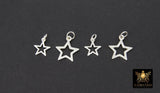 925 Sterling Silver Small or Large Star Charms, Silver Starburst Soldered Stars