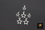 925 Sterling Silver Star Charms, 11 mm 925 Sterling Silver Charms # 566, 8 mm Starburst Soldered Jewelry Jump Rings