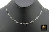 14 K Gold Filled Clover Chain Necklace, 925 Sterling Silver Long Short Quatrefoil Link Necklace, Stamped 14/20 or 925