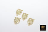 Gold Mother Mary Center Charms, 3 Loops Connector Rosary Findings