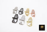 Clear CZ Pave Lobster Claw Clasp, Rose Gold Pave Clasps #53, Silver or Black