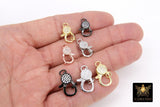 Clear CZ Pave Lobster Claw Clasp, Rose Gold Pave Clasps #53, Silver or Black