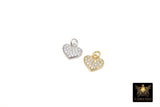 Gold and Silver Plated Small Cubic Zirconia Heart Shaped Charms, Tiny CZ Heart Charms