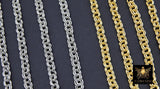 Gold Stainless Steel Double Rolo Chain, 5 mm Silver Textured Chains CH #570, 304 Unfinished Round Belcher
