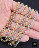 Gold or Silver Rolo Chain, 304L Stainless Steel Double Rolo Textured Chains, Hammered Chain By The Foot Yard