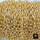 Gold Stainless Steel Oval Rolo Chain, 8 mm Textured Paperclip Chains CH# 140, 304L Unfinished Thick Oval Rolo